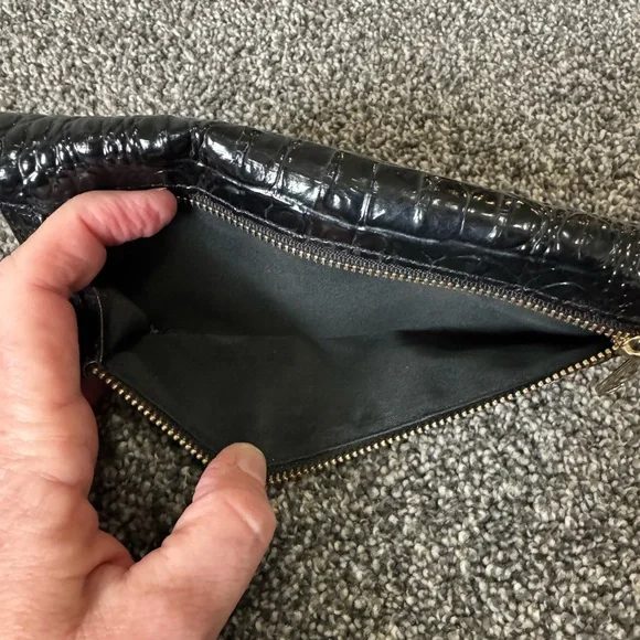 BRAHMIN Ady Slim Wallet Croc Embossed Continental Leather Black Melbourne $145 - Picture 9 of 13